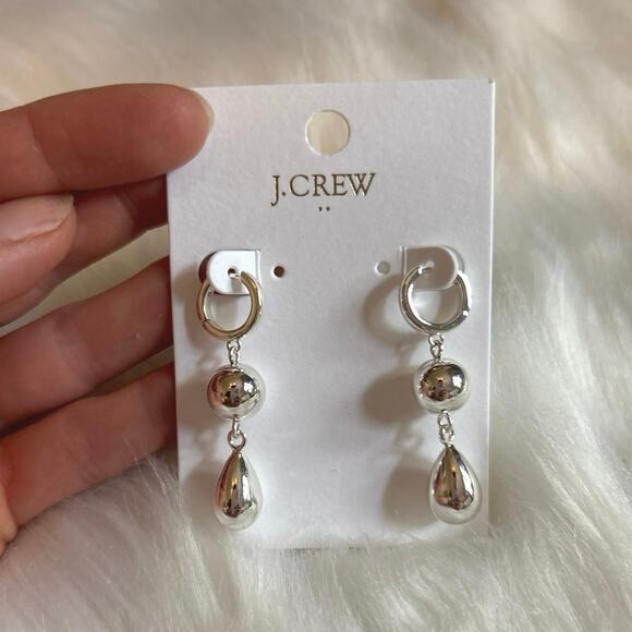 J. Crew NWT Silver Dangly Teardrop earrings - Picture 2 of 4